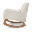 Allora Polyester Fabric Upholstered Rocker in White Boucle with Light Legs