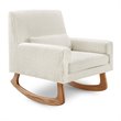 Allora Polyester Fabric Upholstered Rocker in White Boucle with Light Legs