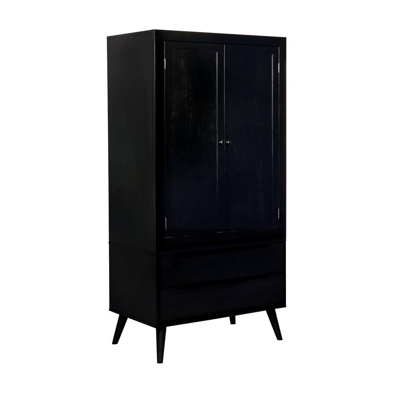 Allora MidCentury Modern Solid Wood Armoire in Black Cymax Business