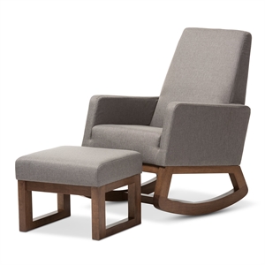 Allora Upholstered Rocker and Ottoman in Gray