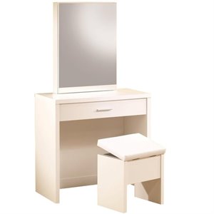 Allora 2 Piece Bedroom Vanity Set with Hidden Mirror Storage in White