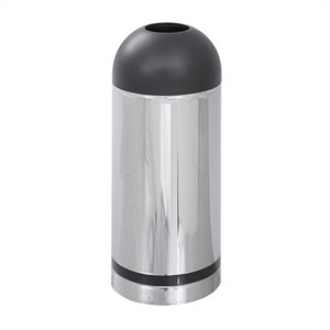 allora open top dome receptacle in chrome and black