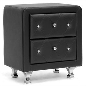 allora 2 drawer faux leather crystal tufted nightstand