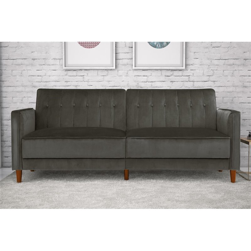 Allora Velvet Convertible Sleeper Sofa in Gray