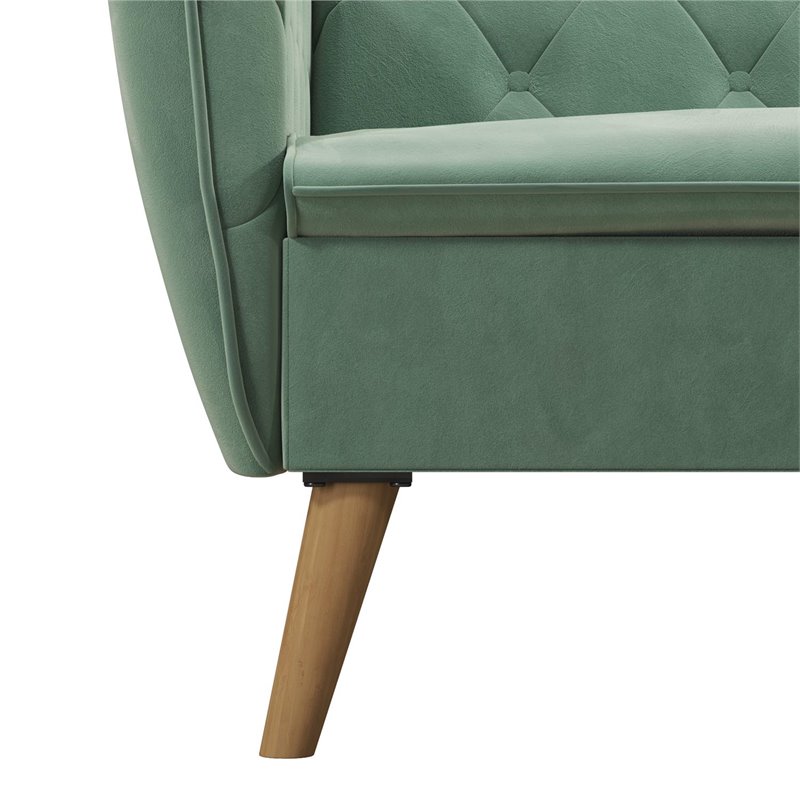Allora Memory Foam Velvet Futon Sofa Bed in Light Green