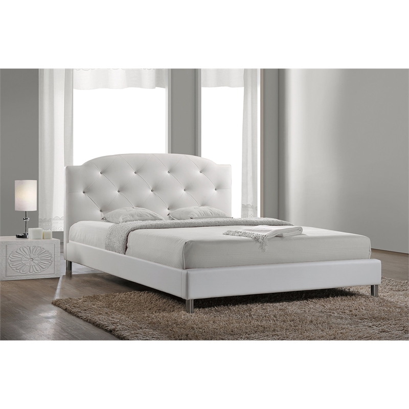 Allora Upholstered Queen Platform Bed in White