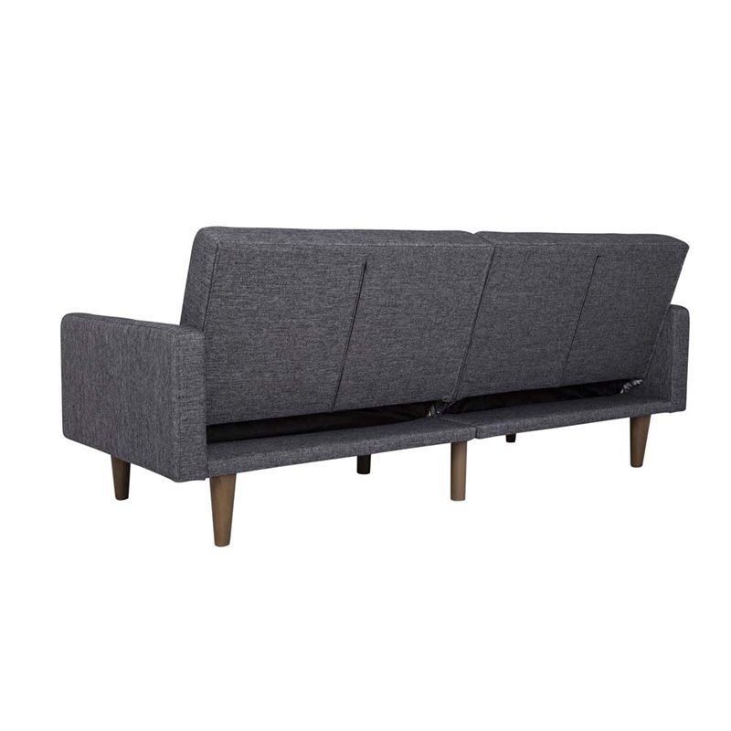 Allora Linen Convertible Sofa in Charcoal Gray
