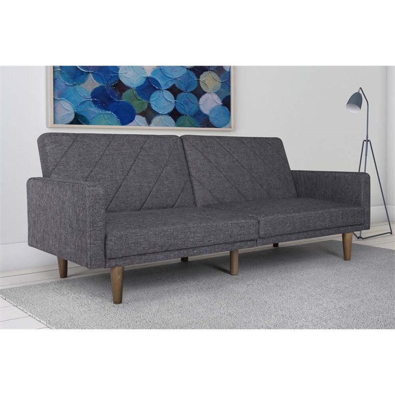 Allora Linen Convertible Sofa in Charcoal Gray