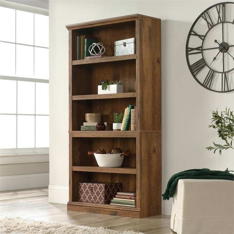 Allora 5-Shelf Modern Engineered Wood Bookcase in Vintage Oak