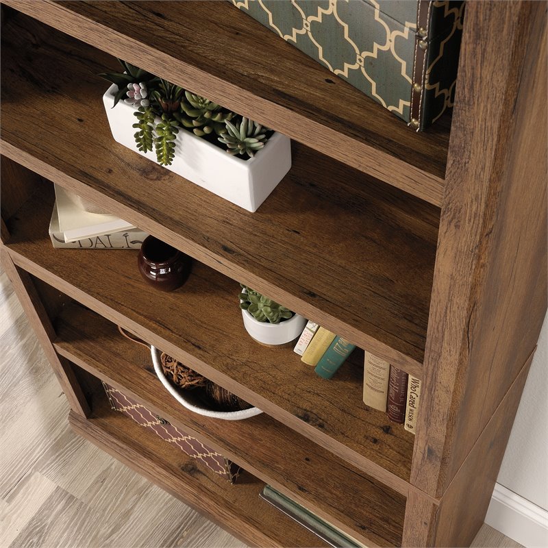 Allora 5-Shelf Modern Engineered Wood Bookcase in Vintage Oak