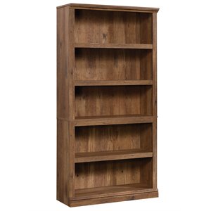 allora 5 shelf tall wood bookcase in vintage oak