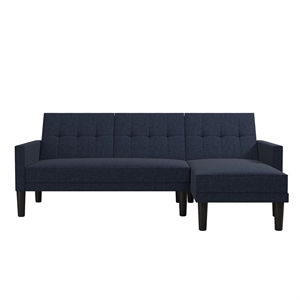 allora small space sectional sofa futon in blue