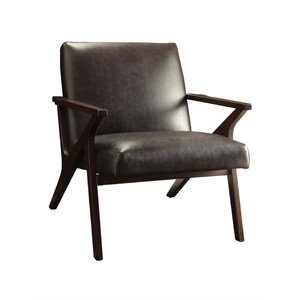 Allora Contemporary Faux Leather Accent Chair in Dark Brown