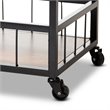 Allora Oak Mobile Metal Bar Cart in Brown and Black