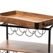 Allora Oak Mobile Metal Bar Cart in Brown and Black