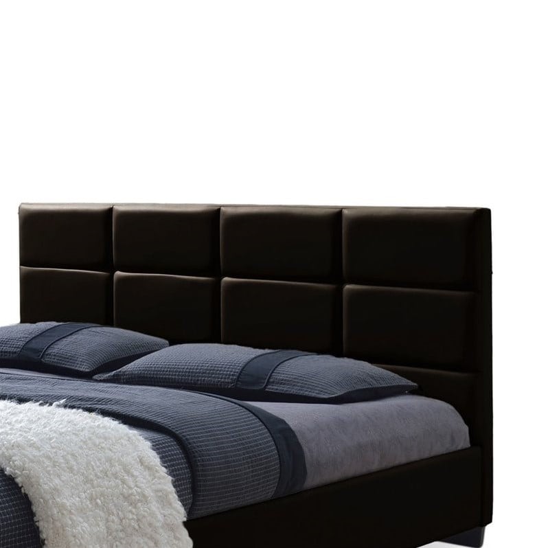 Allora Leather Upholstered Queen Platform Bed in Brown