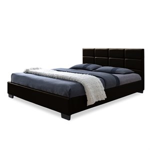 Allora Leather Upholstered Queen Platform Bed in Brown