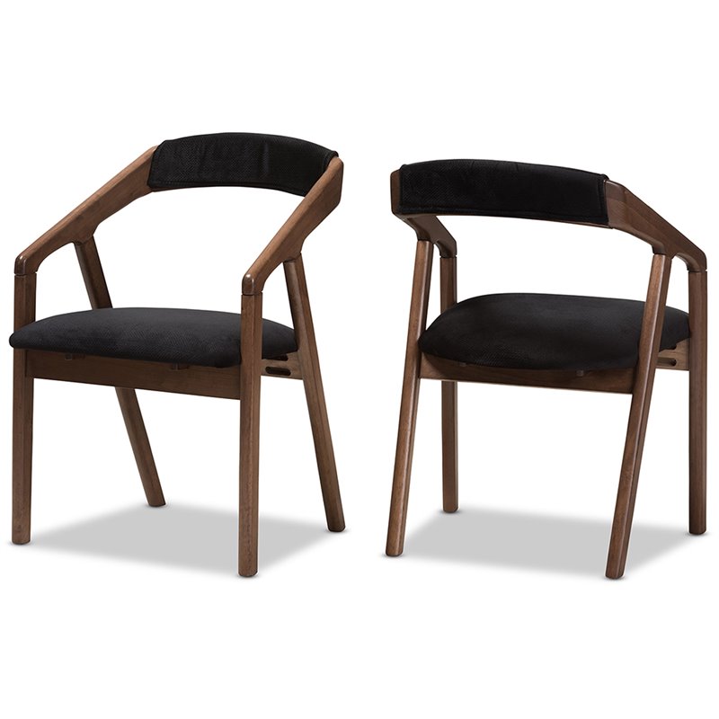 Allora 5 Piece Round Dining Set in Black and Walnut Brown