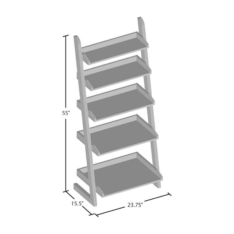 Allora Transitional Wood 5 Shelf Bookcase in Antique Oak
