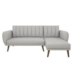 allora sectional futon sofa in light gray