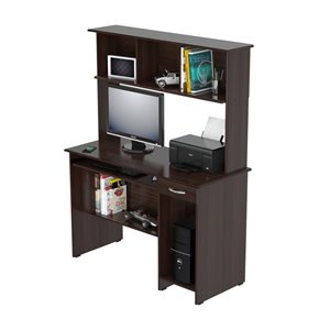 Allora Manufactured Wood Computer Desk with Hutch in Espresso