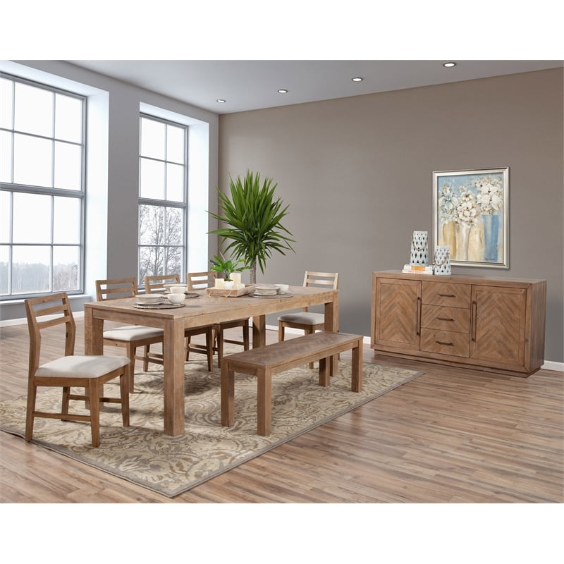 Allora Wood Fixed Top Dining Table in Weathered Natural (Brown)