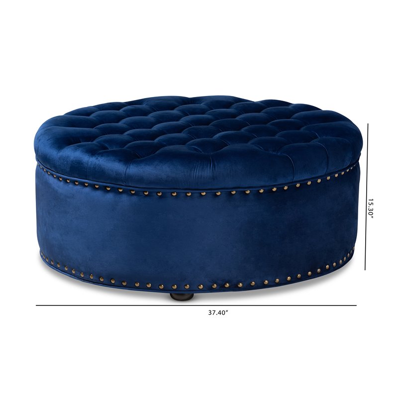 Allora Modern Tufted Velvet Coffee Table Ottoman in Blue