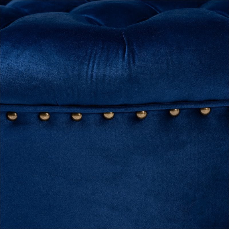 Allora Modern Tufted Velvet Coffee Table Ottoman in Blue