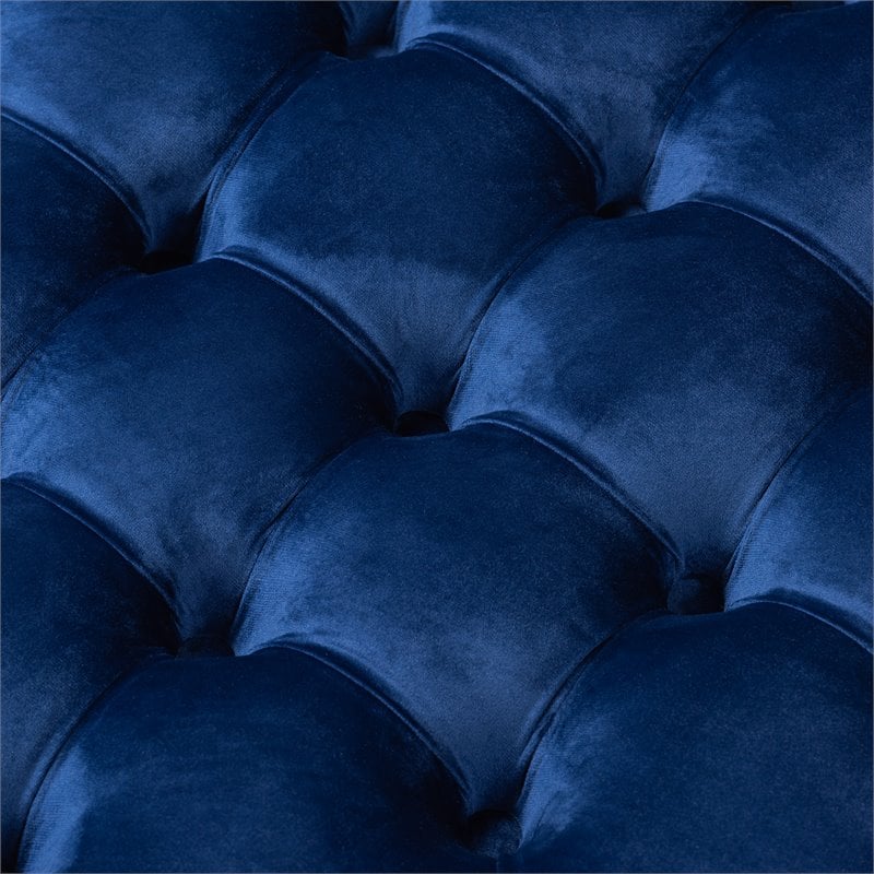 Allora Modern Tufted Velvet Coffee Table Ottoman in Blue