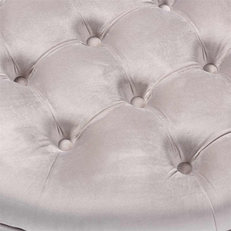 Allora Tufted Velvet Coffee Table Ottoman in Light Gray
