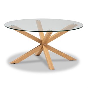 Allora Contemporary Glass and Wood Finished Coffee Table