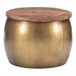Allora Modern Contemporary Brass Finish Metal Drum with Storage