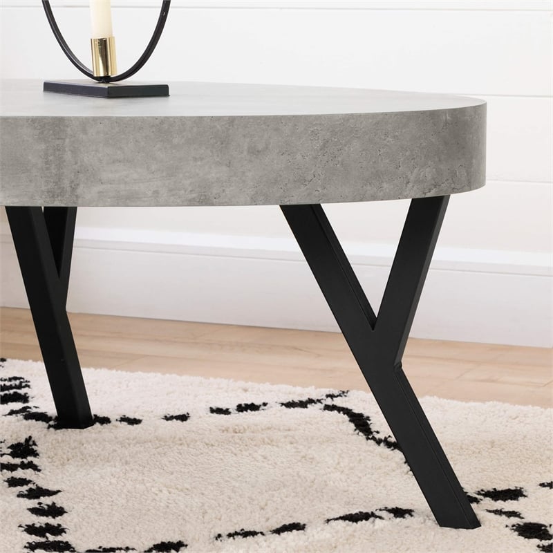 Allora Coffee Table-Concrete Gray and Black