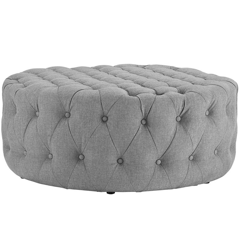 Allora Fabric Ottoman in Light Gray