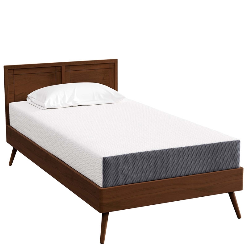 AlloraModern Memory Foam Fabric Twin Size Mattress in White/Gray