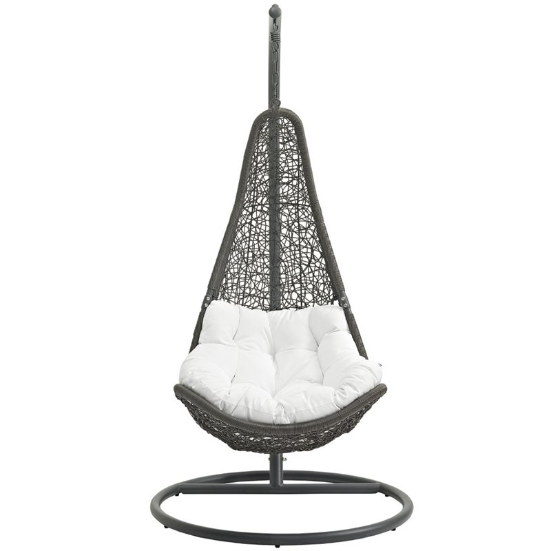 Allora Modern Metal Outdoor Swing Chair with Stand in Gray/White