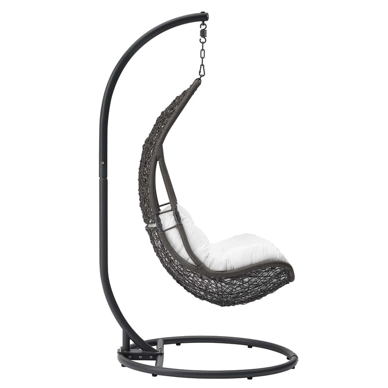 Allora Modern Metal Outdoor Swing Chair with Stand in Gray/White