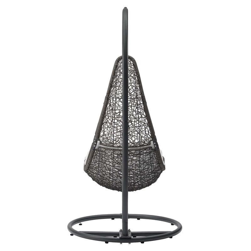 Allora Modern Metal Outdoor Swing Chair with Stand in Gray/White