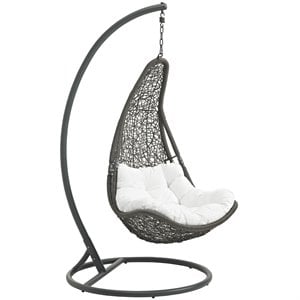 Allora Patio Swing Chair with Stand in Gray and White