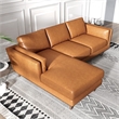 Allora Modern Mid-Century Leather Cushion Back Left-Facing Sectional in Tan