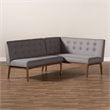 Allora Modern 2-Piece Wood Dining Corner Sofa Bench in Gray