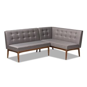 Allora Modern 2-Piece Wood Dining Corner Sofa Bench in Gray
