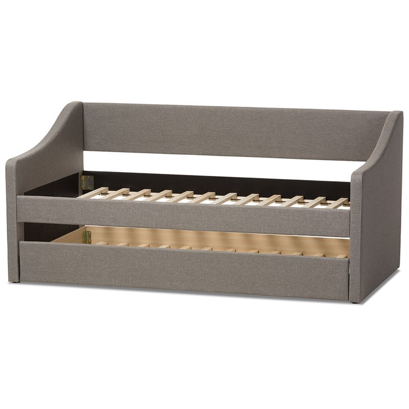 Allora Modern Fabric Upholstered Daybed with Trundle in Gray