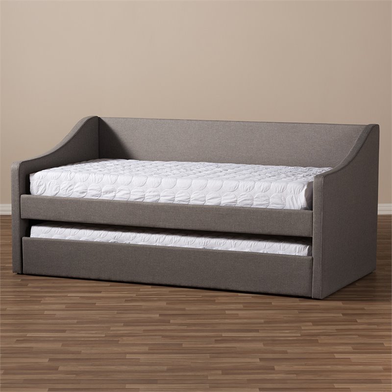 Allora Modern Fabric Upholstered Daybed with Trundle in Gray