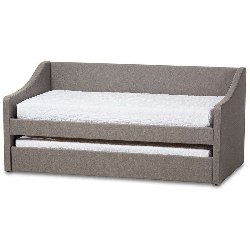 Allora Modern Fabric Upholstered Daybed with Trundle in Gray