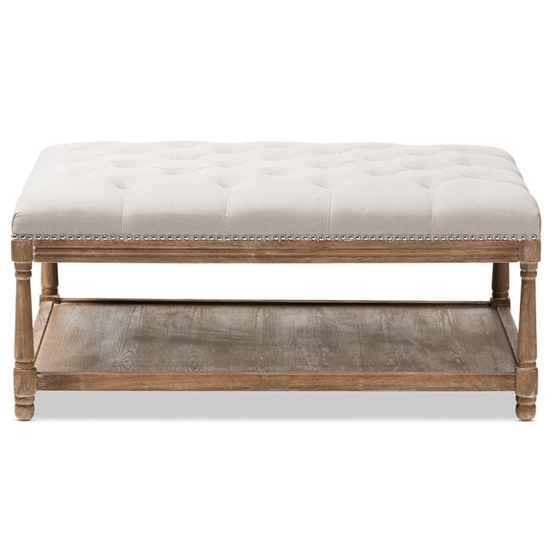 Allora Coffee Table Ottoman in Beige and Oak