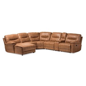 allora 6 piece reclining sectional sofa in light brown