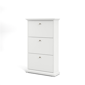 allora contemporary 3 drawer wood shoe cabinet in white