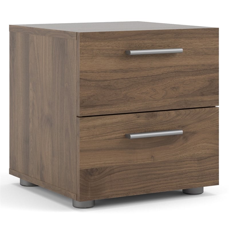 Allora Contemporary 2 Drawer Nightstand in Walnut