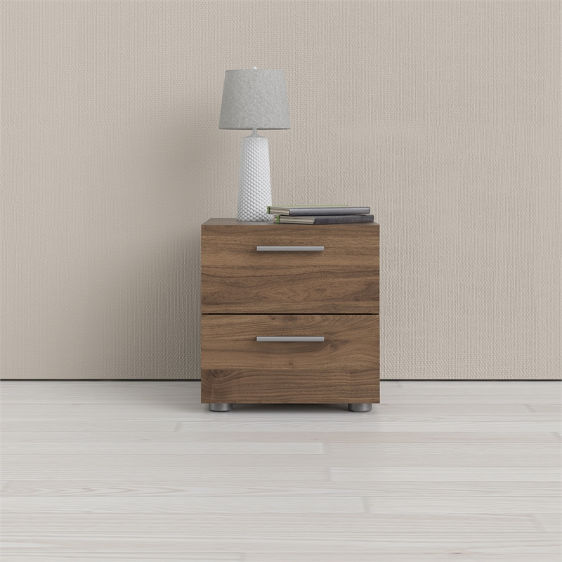 Allora Contemporary 2 Drawer Nightstand in Walnut
